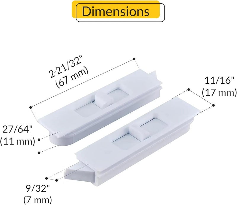 Brixwell Snap in Tilt Latch Left and Right Pair, Plastic Material, Blue White Finish, 2-21/32" Length, 3/32" Stile Snap Size, 9/32" Nose Size, Suitable for Tilt Window Applications - Image 2